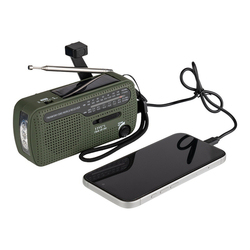 Nouzové rádio na kliku Fosco Survival – FM/AM/SW, solár, USB a svítilna