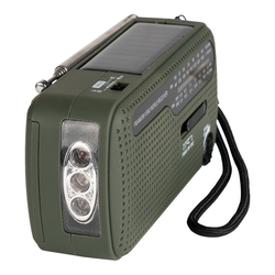Nouzové rádio na kliku Fosco Survival – FM/AM/SW, solár, USB a svítilna
