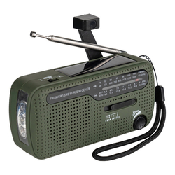 Nouzové rádio na kliku Fosco Survival – FM/AM/SW, solár, USB a svítilna