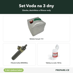 Co je v setu Voda na 3 dny – filtr, tablety a kanystr