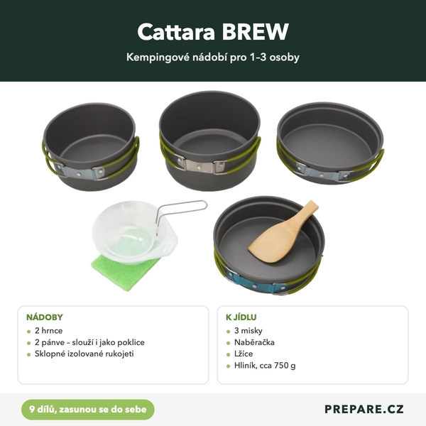 Co je v sadě nádobí Cattara BREW – 9 dílů